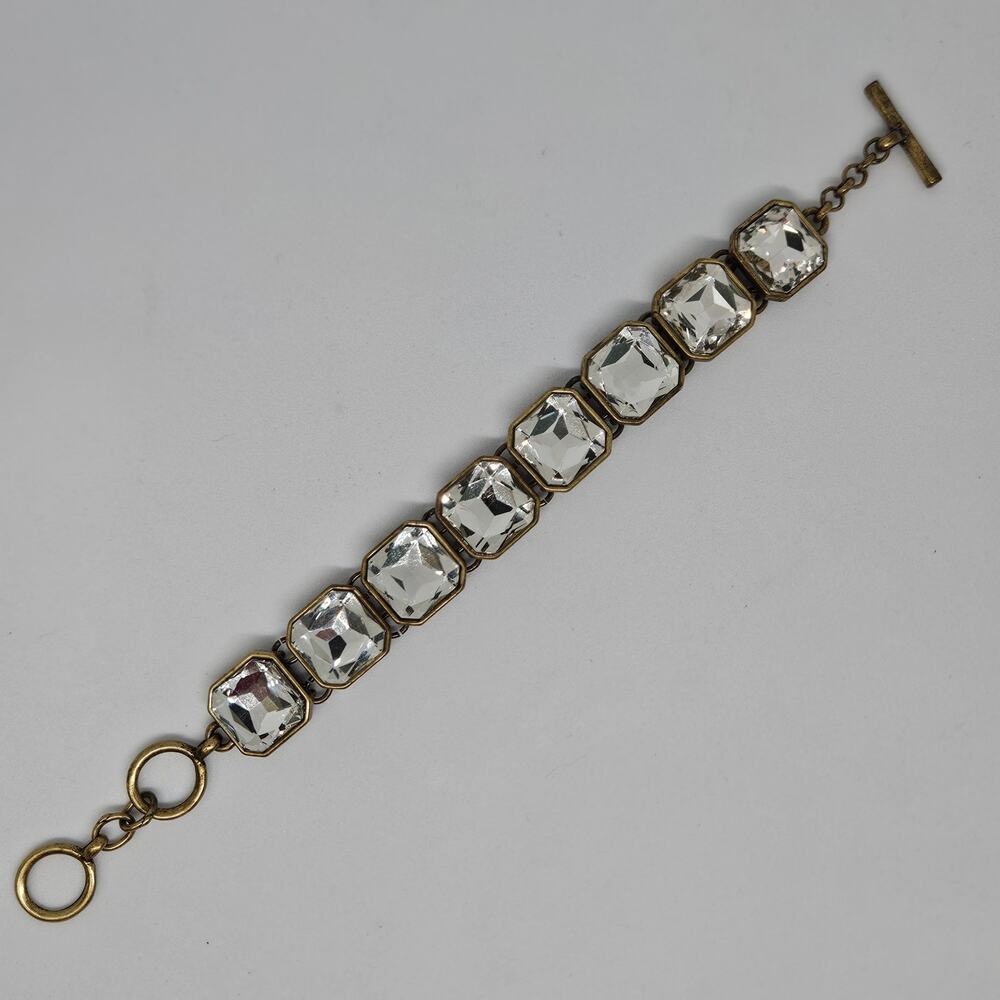 Chloe + Isabel Retro Glam Square-Cut Crystal Bracelet Antique Brass-Plated B179